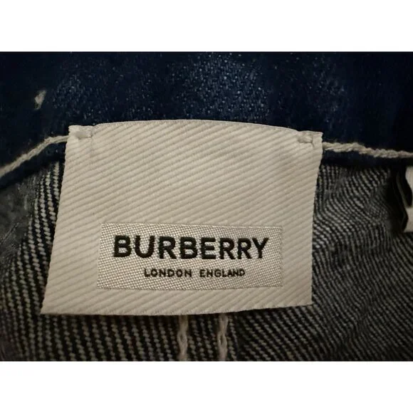 Burberry London England Monogram Denim Jeans With Cuffed Hem & Back Pockets